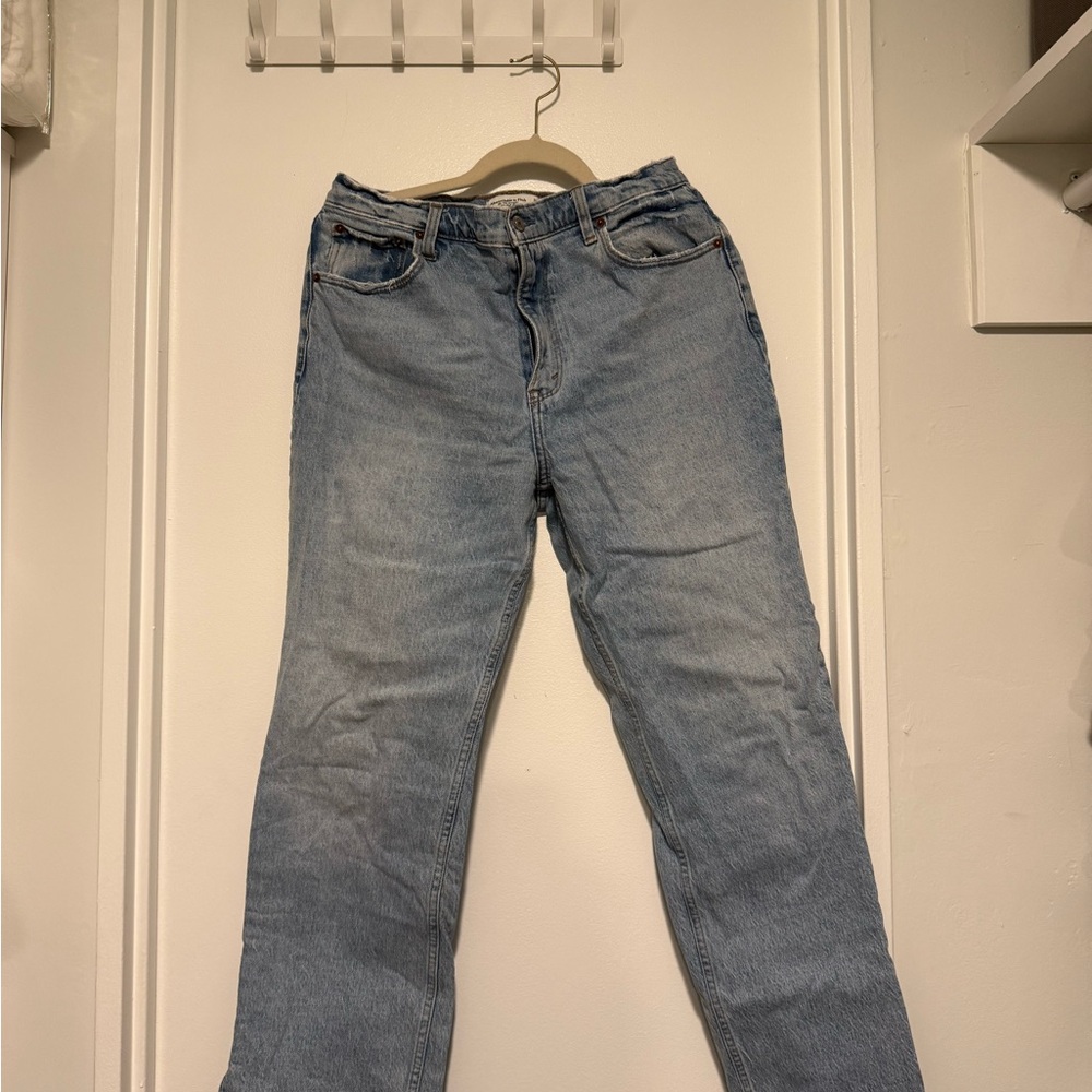 Abercrombie & Fitch Light Blue 90’s Straight Ultra High Rise Split Hem Jeans